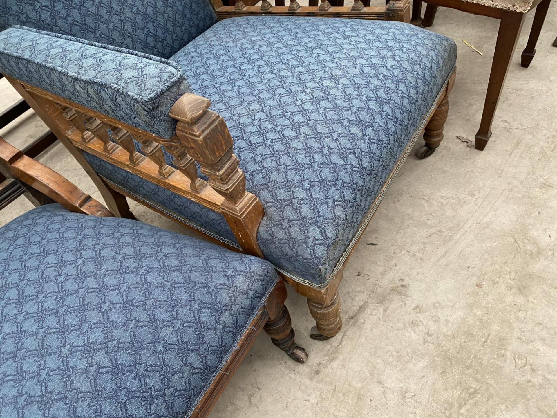 TWO OAK PARLOUR ARMCHAIRS - Image 5 of 5