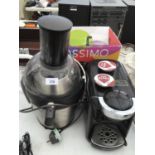 A BOSCH TASSIMO COFFEE MACHINE WITH COATA PODS AND A JUICER BOTH IN WORKING ORDER