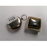 A .925 SILVER PILL BOX AND UNMARKED POCKET WATCH CASE (2)