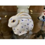 A ROYAL CROWN DERBY RABBIT PAPERWEIGHT GOLD STOPPER