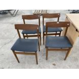 FOUR RETRO TEAK DINING CHAIRS