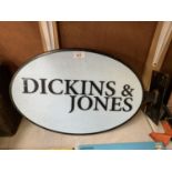 A VINTAGE DICKINS & JONES SHOP SIGN