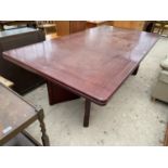 A LARGE BOARDROOM STYLE MAHOGANY TABLE