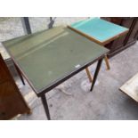 TWO FOLDING CARD TABLES WITH GREEN BAIZE TOPS