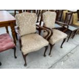 TWO OAK CARVER ARMCHAIRS