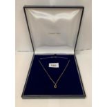 A BOXED 9CT GOLD SAPPHIRE AND DIAMOND NECKLACE