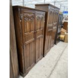 TWO PRIORY STYLE OAK WARDROBES