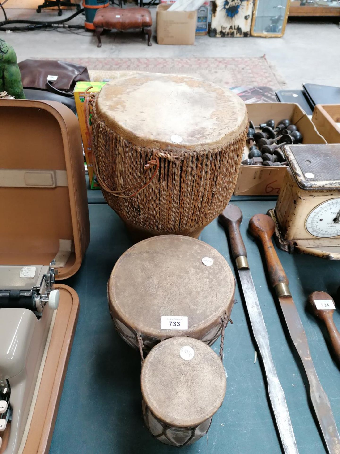 TWO TRIBAL STYLE DRUMS