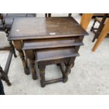 A PRIORY STYLE OAK NEST OF THREE TABLES