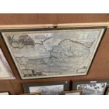 A LARGE FRAMED COUNTY OF SOMERSET MAP