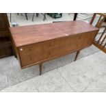 A RETRO TEAK SIDEBOARD WITH TWO LONG AND FOUR SHORT DRAWERS