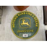 A CAST IRON JOHN DEERE SIGN