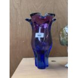 A MURANO BLUE GLASS VASE