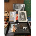 A COLLECTION OF VARIOUS FRAMED ROLLING STONES PICTURES, ONE SIGNED BY MICK JAGGER