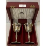 A PAIR OF BOXED NEWCASTLE UNDER-LYNE HALLMARKED SILVER GOBLETS