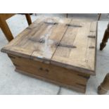 A MEXICAN PINE CHEST/ COFFEE TABLE WITH TWO HINGED LIDS