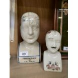 TWO CERAMIC PHRENOLOGY HEAD MODELS