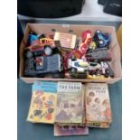 A BOX OF ASSORTED DIE CAST VEHICLES, CORGI, MATCHBOX ETC