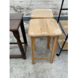 TWO BEECH STOOLS