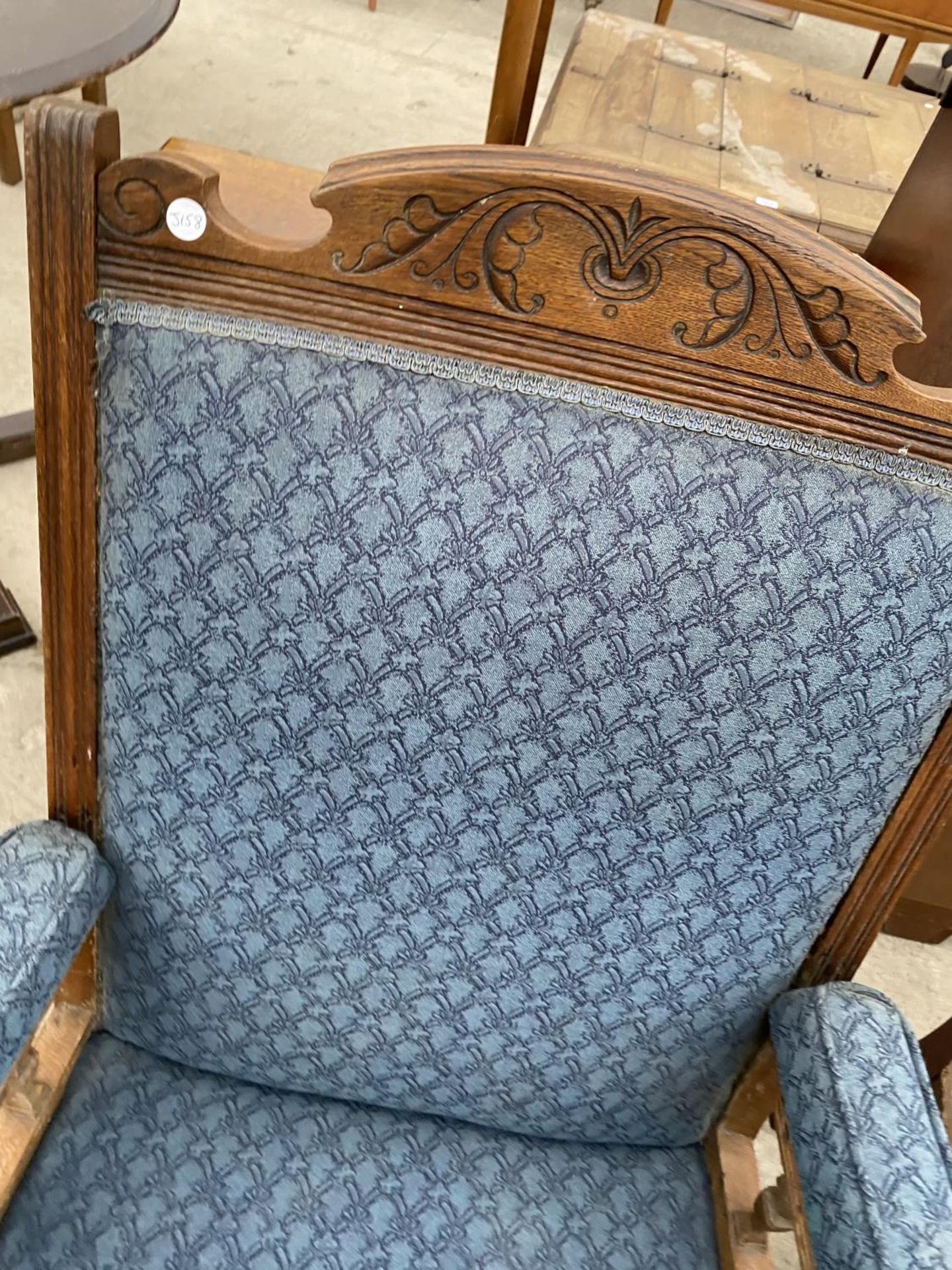 TWO OAK PARLOUR ARMCHAIRS - Image 4 of 5