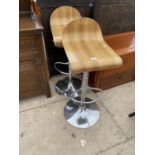 TWO RETRO BAR STOOL ON CHROME SWIVEL SUPPORTS