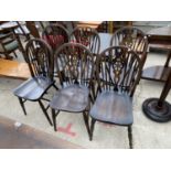 SIX ELM WHEEL BACK DINING CHAIRS