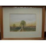 DONALD BLADES (BRITISH, B.1947) COUNTRY SCENE WATERCOLOUR SIGNED AND DATED '88, 15.5 X 22 CM PLUS