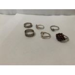 A COLLECTION OF SIX SILVER RINGS