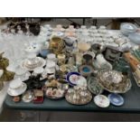 A HUGE COLLECTION OF CERAMICS TO INCLUDE ORNAMENTS, VASES, QUEEN ANNE PRT TEA SET, ROYAL DOULTON JUG