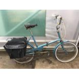 A VINTAGE HALFORDS FOLDING SHOPPER BIKE WITH TWIN REAR PANNIERS AND A THREE GEAR STURMEY ARCHER