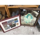 A 'CHOCOLAT POULAN' MIRROR AND A 'STARS AND STRIPES' PICTURE