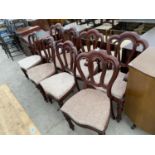 SIX MAHOGANY DINING CHAIRS AND TWO CARVERS