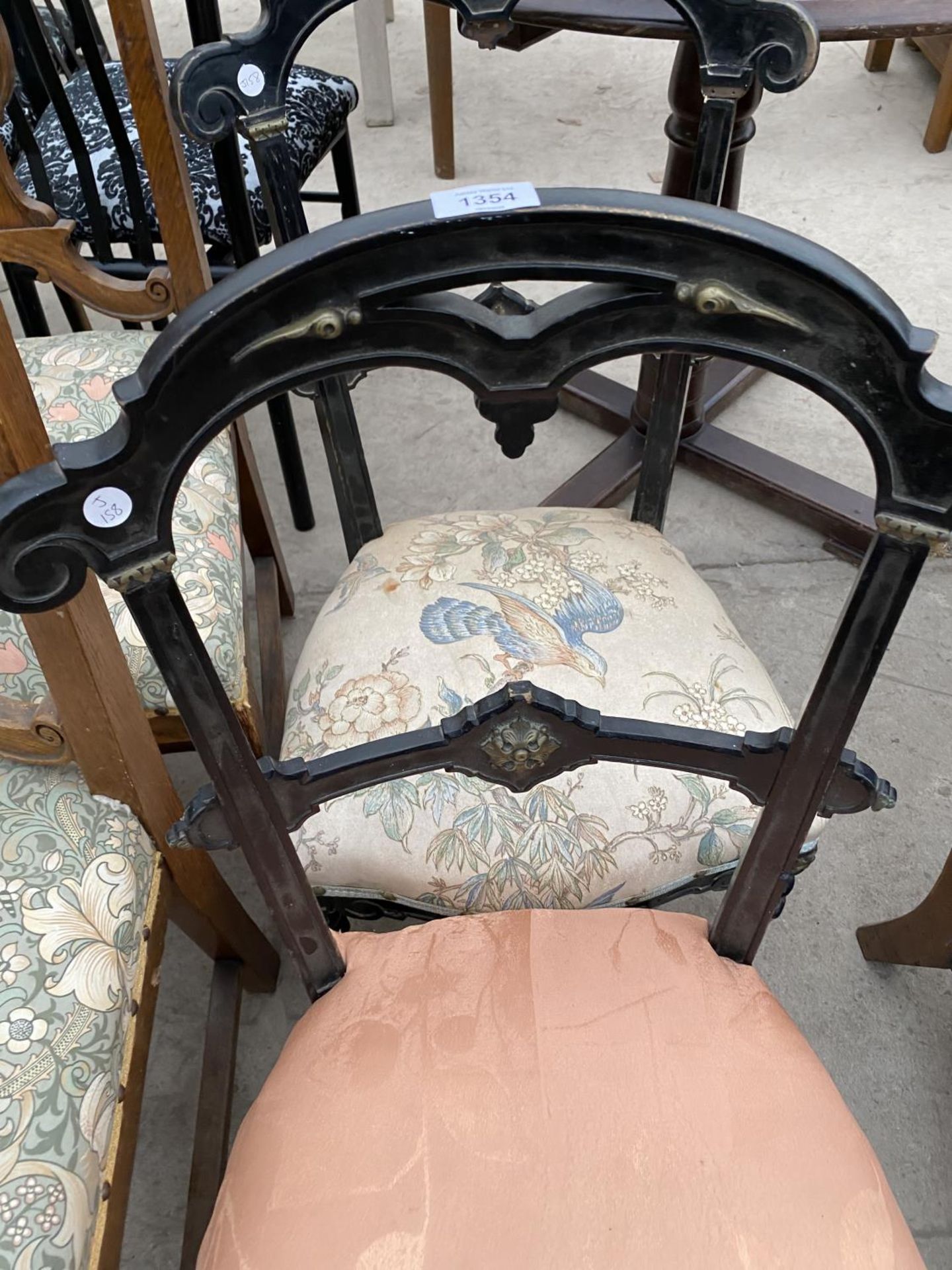 TWO EBONISED BEDROOM CHAIRS WITH GILDED DECORATION - Image 2 of 3