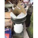 TWO VINTAGE WHITE PAINTED CROWN TOPPED CHIMNEY POTS