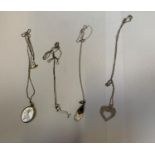 A COLLECTION OF FOUR LADIES SILVER NECKLACES