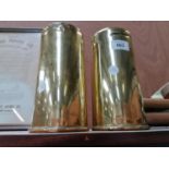 A PAIR OF BRASS TRENCH ART 1943 DATED SHELL CASES