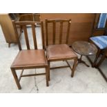 A MAHOGANY WINE TABLE AND TWO MAHOGANY DINING CHAIRS