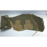 A YUGOLSAVIAN GREEN CANVAS GUN SLIP AND 2 X WEBBING 3 POUCH AMMO POUCHES