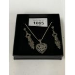 A MARCASITE NECKLACE AND MATCHING EARRING SETS