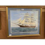 HARRY HAYSHAM (BRITISH, 20TH CENTURY) OIL ON BOARD OF A SAILING SHIP SIGNED AND DATED 1944, 38 X