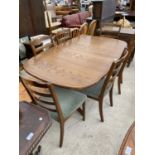 A G PLAN EXTENDING OAK DINING TABLE AND SIX MATCHING DINING CHAIRS