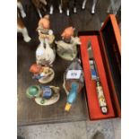 A ROYAL CROWN DERBY BOXED KNIFE, GOBEL FIGURES ETC