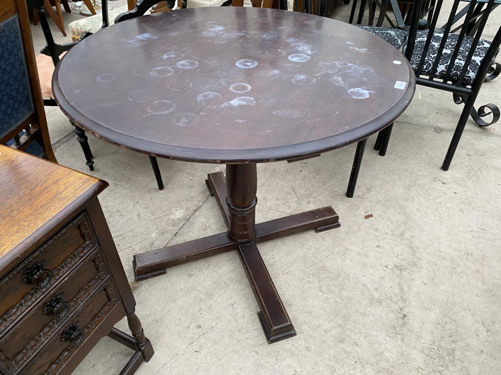 A MAHOGANY PUB TABLE