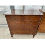 AN EARLY 20TH CENTURY MAHOGANY CHEST OF TWO SHORT AND THREE LONG DRAWERS