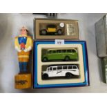 THREE CORGI TIN PLATE VEHICLES, BOXED TOGETHER WITH BRAVE STAR FIGURE