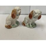 TWO STAFFORDSHIRE CERAMIC SPANIEL MODELS