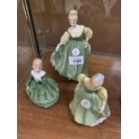 THREE ROYAL DOULTON CERAMIC LADY FIGURES TO INCLUDE 'FAIR LADY', HN2193