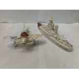A PLANE AND BOAT CRESTED WARE MODELS