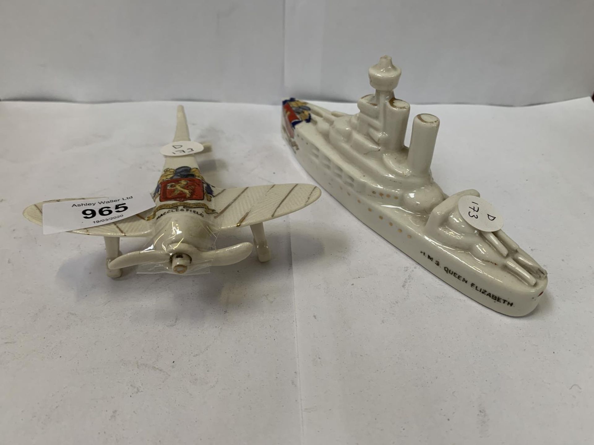 A PLANE AND BOAT CRESTED WARE MODELS