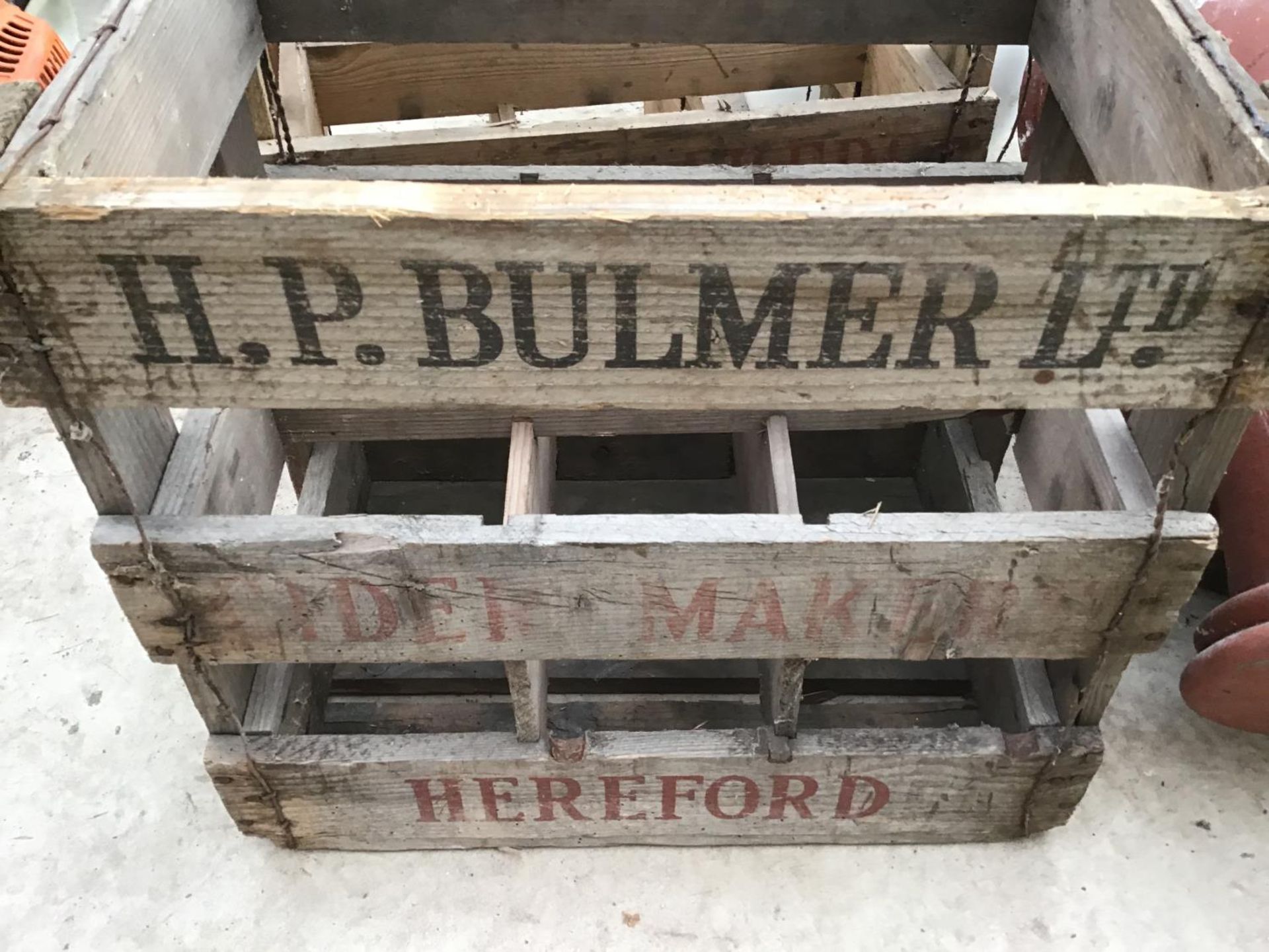 TWO VINTAGE WOODEN 'HP BULMER LTD' BOTTLE CRATES - Image 2 of 2